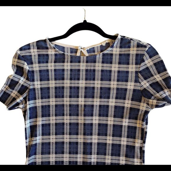 EUC ASOS Stretchy Blue Plaid Dress - Picture 2 of 5